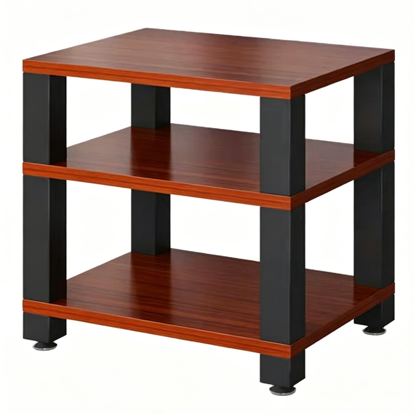 Soporte multimedia AV abierto de 3 niveles y estante de audio de madera color marrón