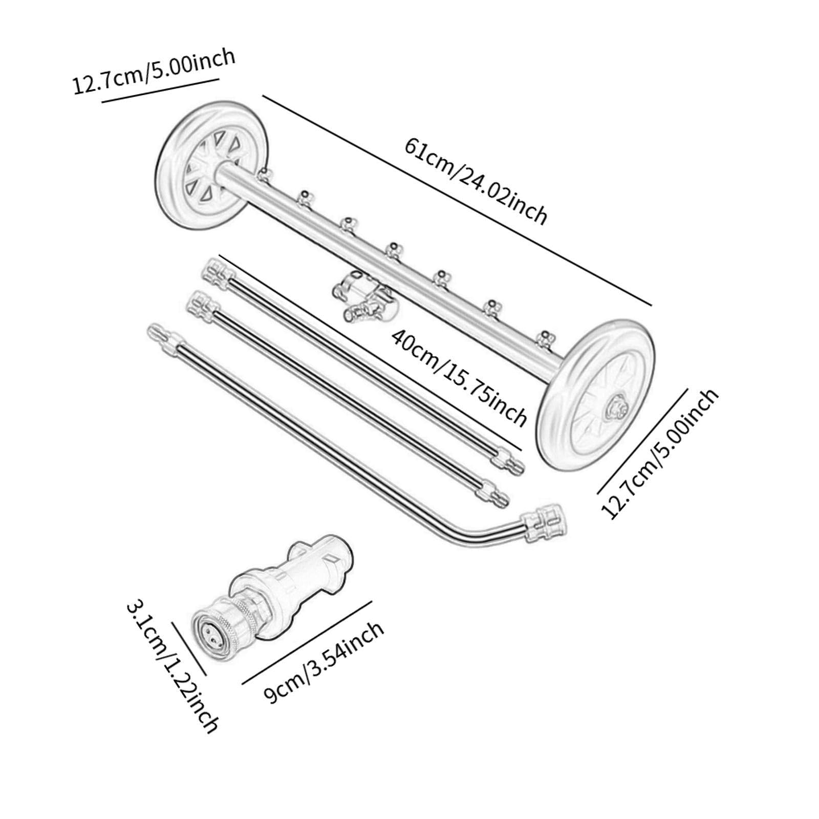 Limpiador de Chasis con Hidrolimpiadora, Cepillo de Agua para Lavado de Autos con Varillas Extensibles para, Estilo D