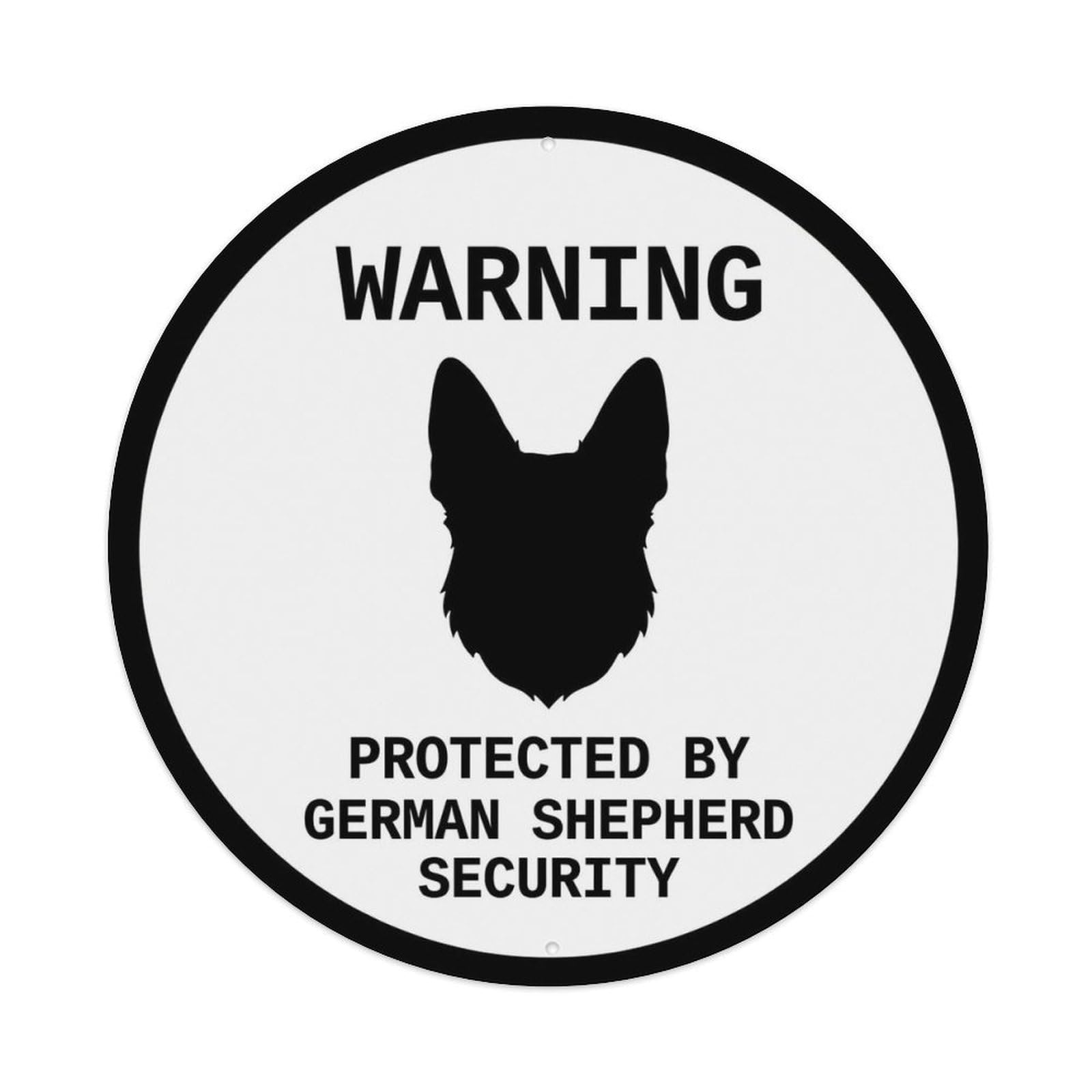 German Shepherd Security Warning Vintage Black Metal Tin Sign
