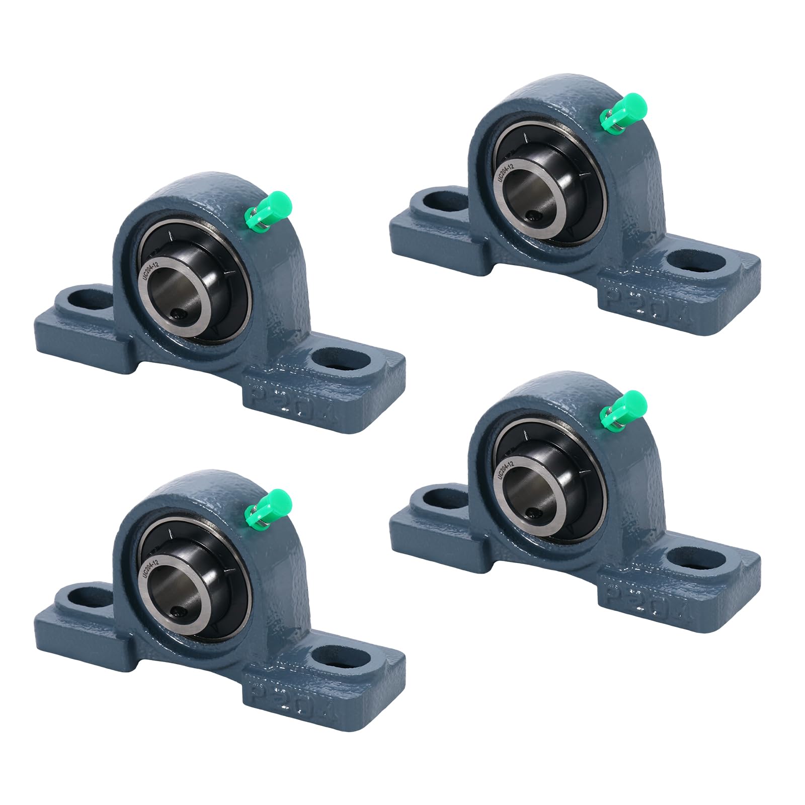 UCP204-12 Lot de 4 roulements à bloc d'oreiller, roulement à oreiller monté à alésage de 1,9 cm, base en fonte – Roulement chromé auto-aligné