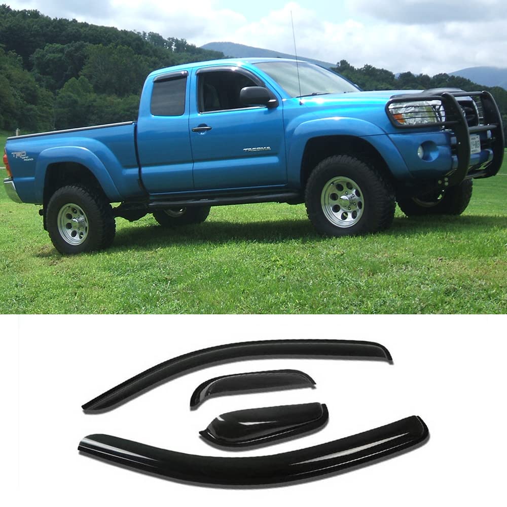 KucaruceTY4P07 Original Side Window Wind Guards,4pcs Compatible with 2005-2015 Tacoma Extended Cab (Access Cab) Pickup Smoke Deflector Sun Rain Guard Vent Shade Window Visors XP1