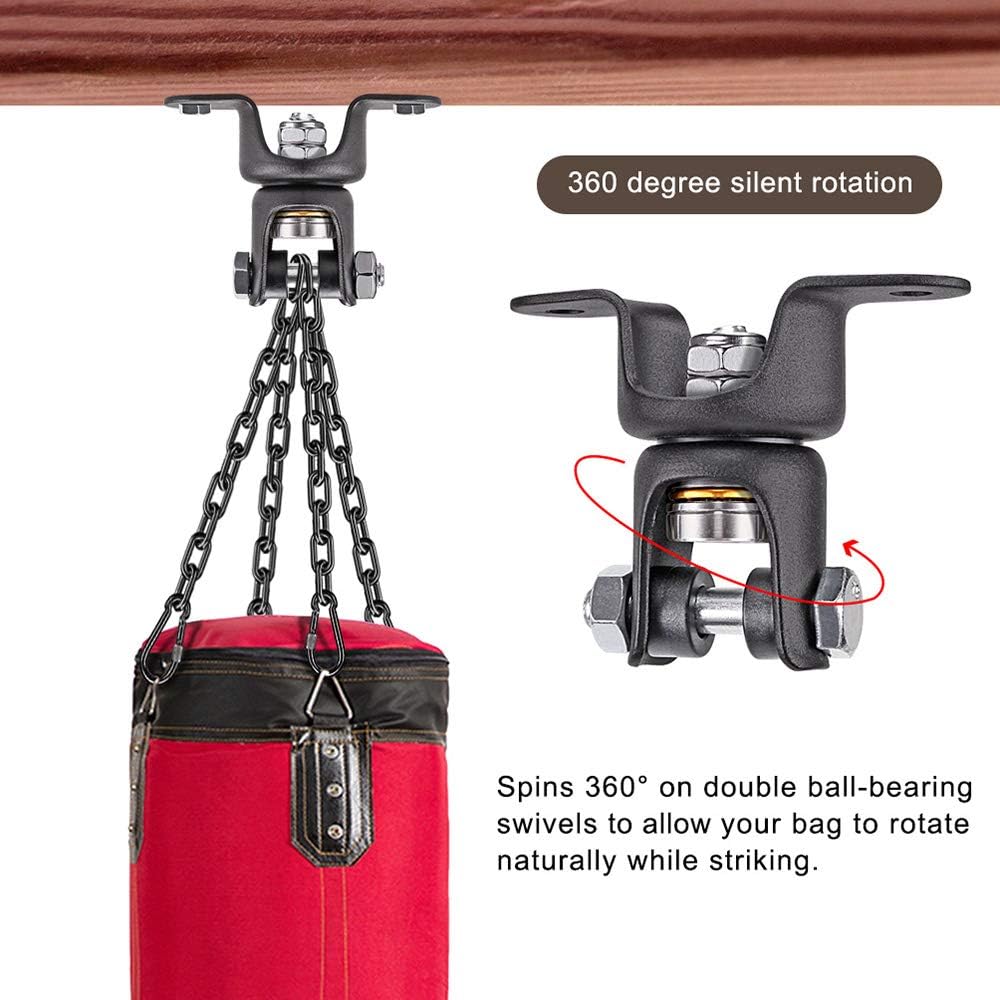 BeneLabel Support De Sac De Frappe Au Plafond – Crochet Pivotant 360° Avec 4 Chaînes 26 Cm Et Mousquetons, Résiste 600 Lbs