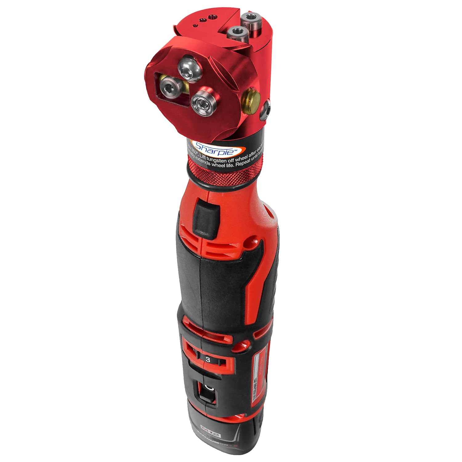 DXCL Hand-Held Cordless Tungsten Sharpener Grinder, Adjustable 15°- 45°, Diamond Ground Tapers (Auburn Red/Auburn Red)