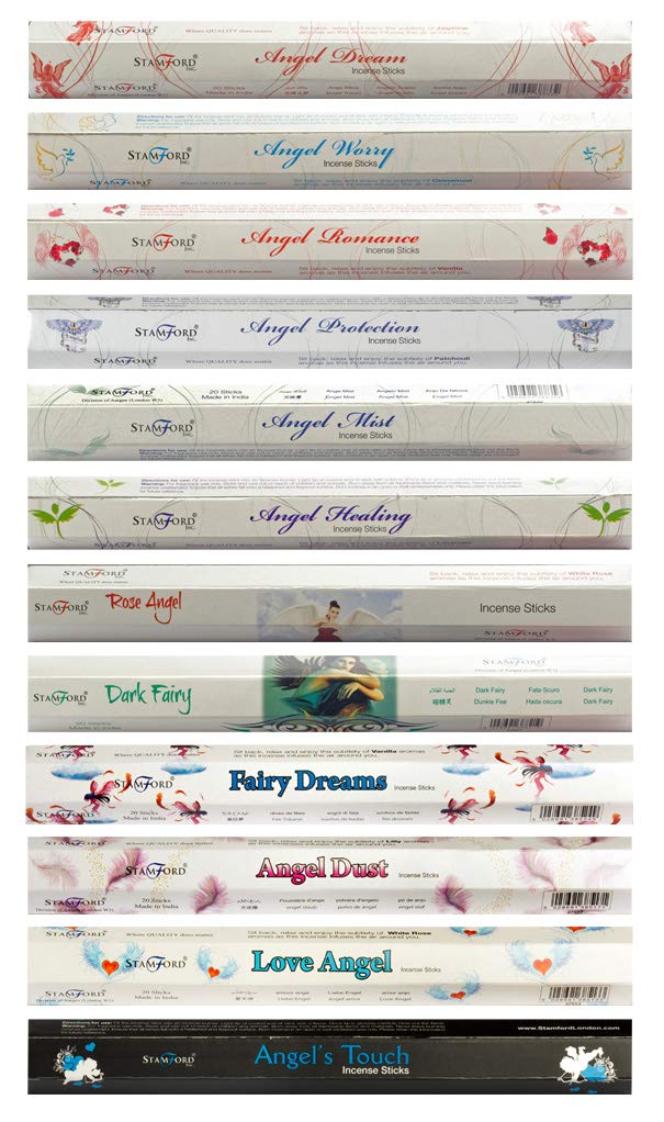 STAMFORD 37345 Angel Variety Set Incense Sticks-12 Packs x 15 Sticks, Pink, Black, One Size