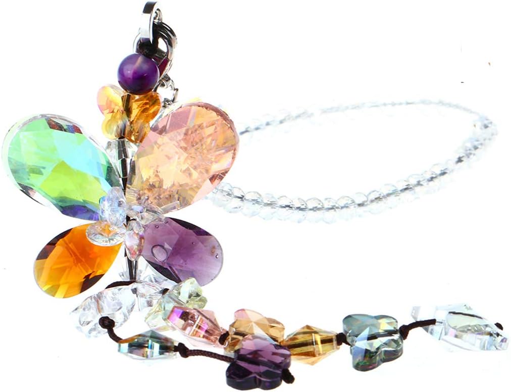 Car Charms Rear View Mirror Accessories,Crystals Ornaments Chandelier Crystals Hanging Prisms Fen...