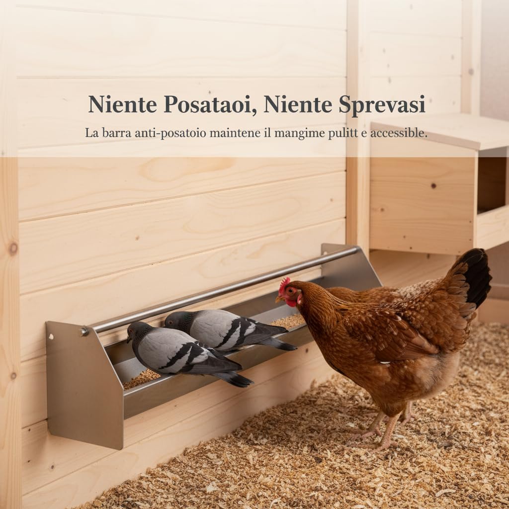 Mangiatoia per Pollame Acciaio, 60 cm