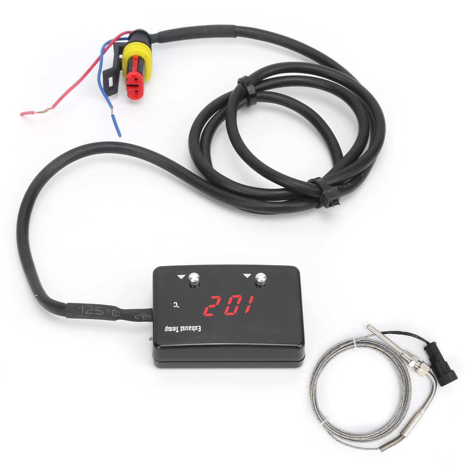 Misuratore EGT Indicatore Temperatura Gas di Scarico Display LED Digitale 0-1000 ℃ con Connettore Livello di Avviso Regolabile per Veicoli 12V