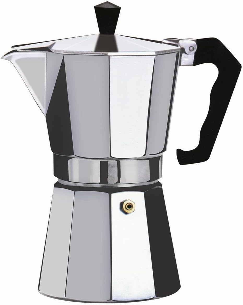 Wee's Beyond 7526-09 Brew-Fresh Aluminum Espresso Maker, 9 Cup, Silver