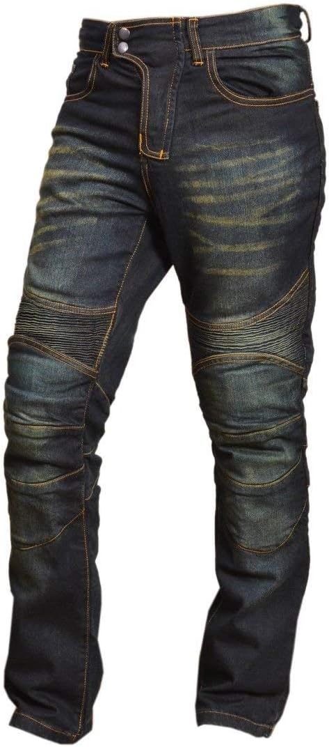 XTRM Kevlar Mens Denim Jeans Motorbike Motorcycle Rider Biker Protective Aramid Lining Armoured Pants Black (38 inches)