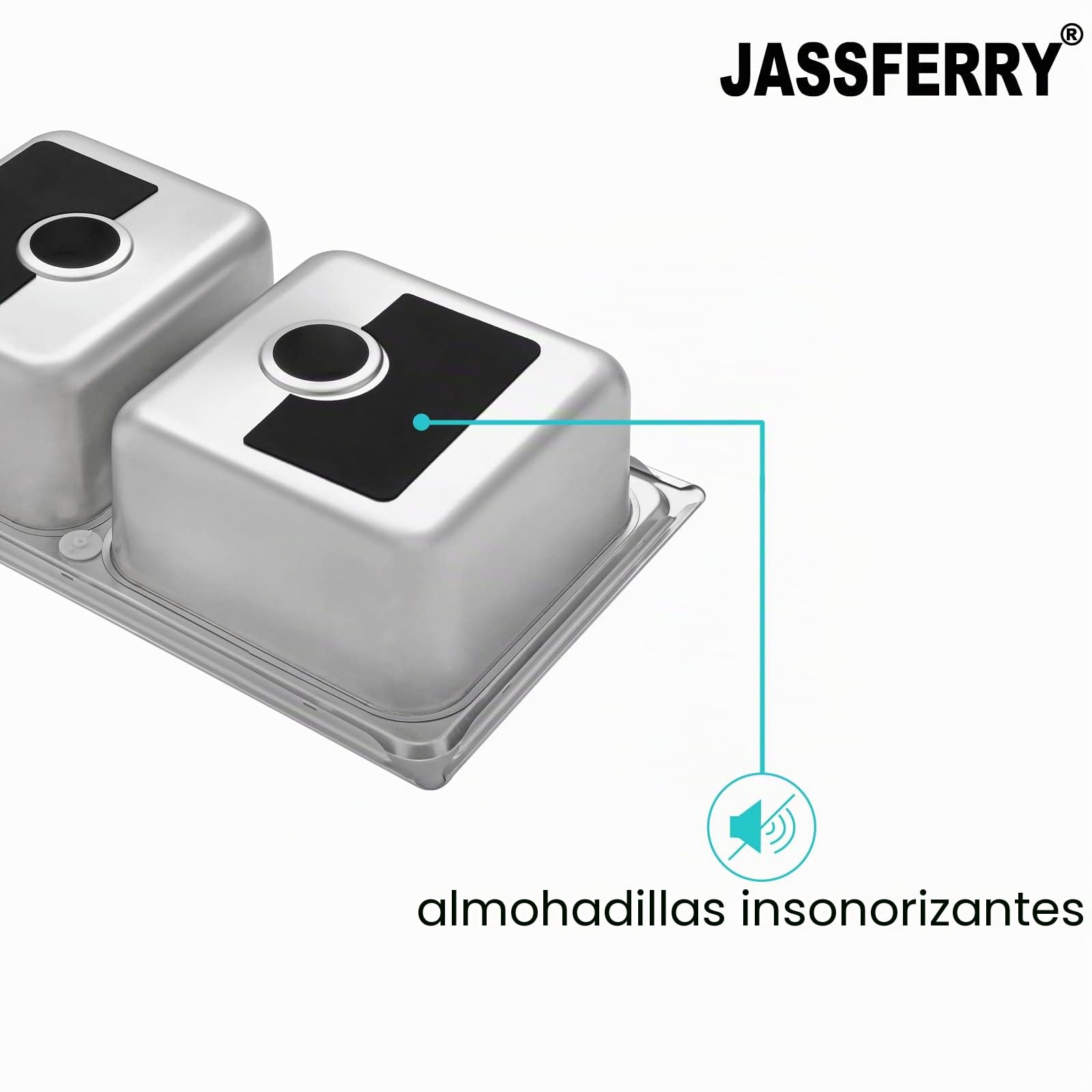 JASSFERRY Fregadero de cocina dos senos, de Acero Inoxidable, Empotrado, con colador de residuos
