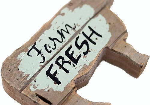 Miniatura 5 de PARISLOFT Letrero en forma de vaca de madera fresca de granja, decoración de mesa, estatua de vaca tallada, decoración del hogar, decoraciones de