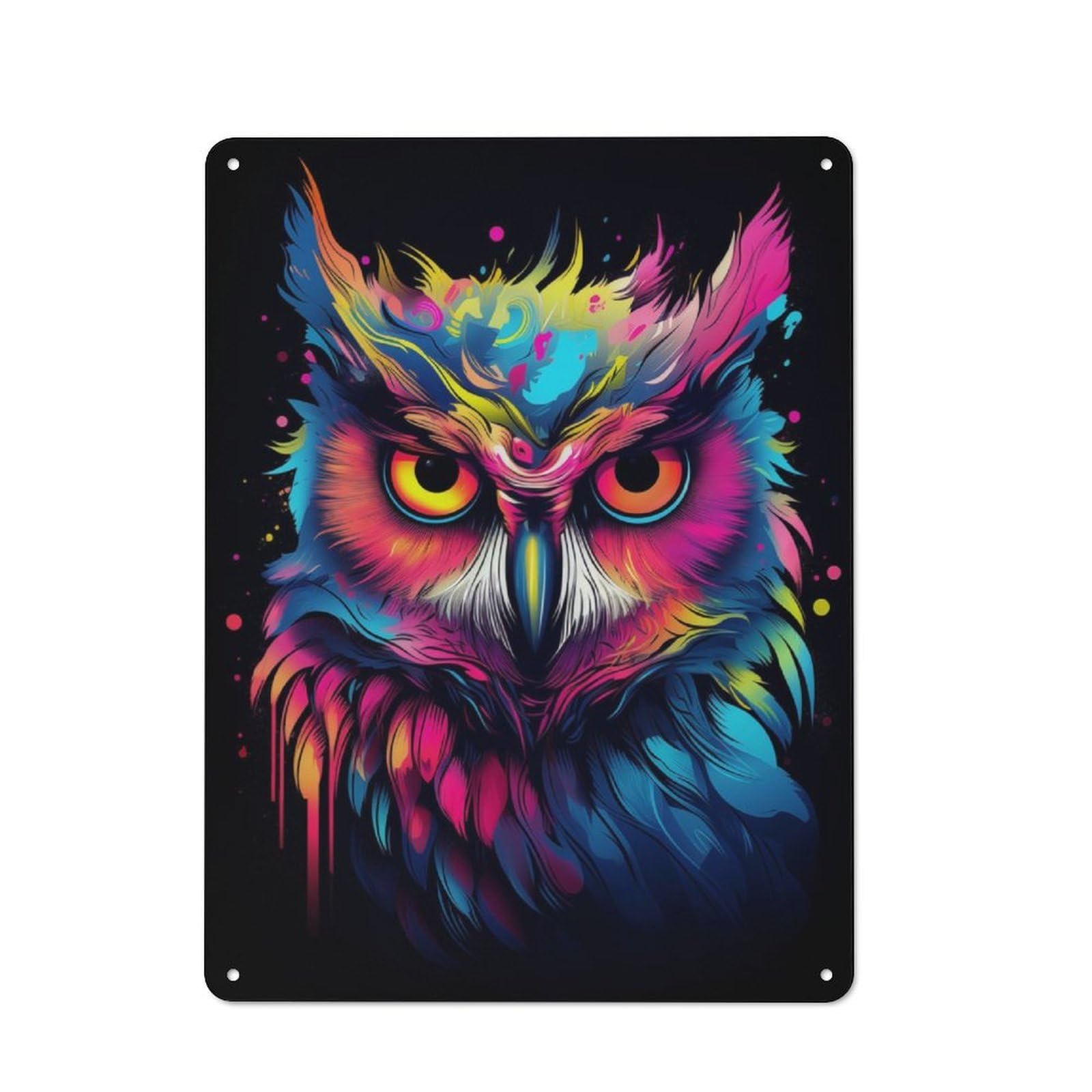 Garden Style Neon Owl Tin Sign 40x30cm, Porch Wall Decor for Patio Bar, Workshop, Shed Or Kitchen