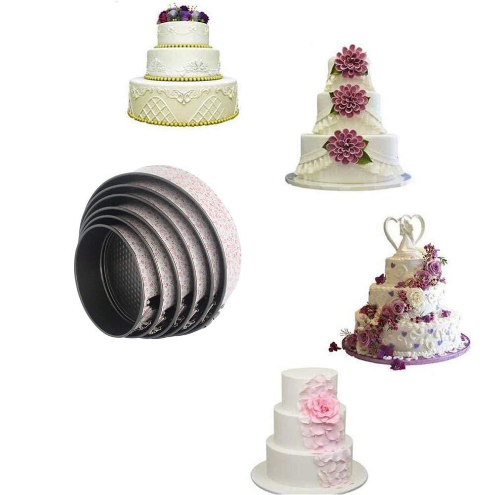 Springform Pfannensatz, Kuchenform-Set, 6 STÜCKE Nonstick Auslaufsicher Runde Kuchenform Set,Auslaufsicher, Antihaft,Rosa