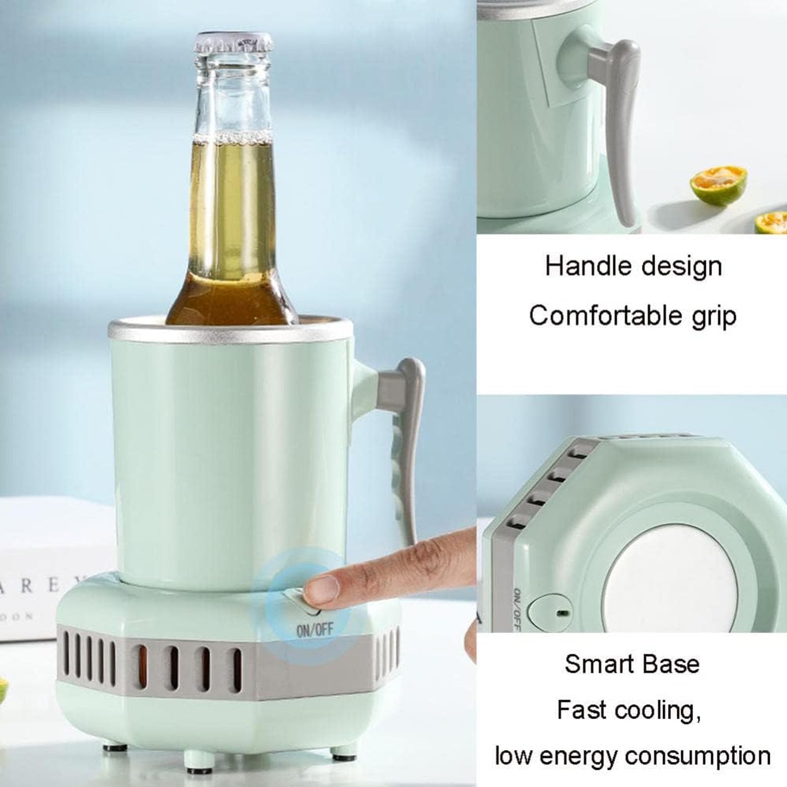 Taza de enfriamiento, 450 ml, enfriador rápido portátil con control de temperatura, enfriador electrónico de botellas para el hogar, oficina, viajes, cerveza, vino, agua, bebidas