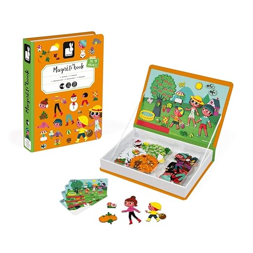 Janod J02721 Magnéti'book 4 seizoenen, 115 magneets magneti'book the 4 seasons, orange