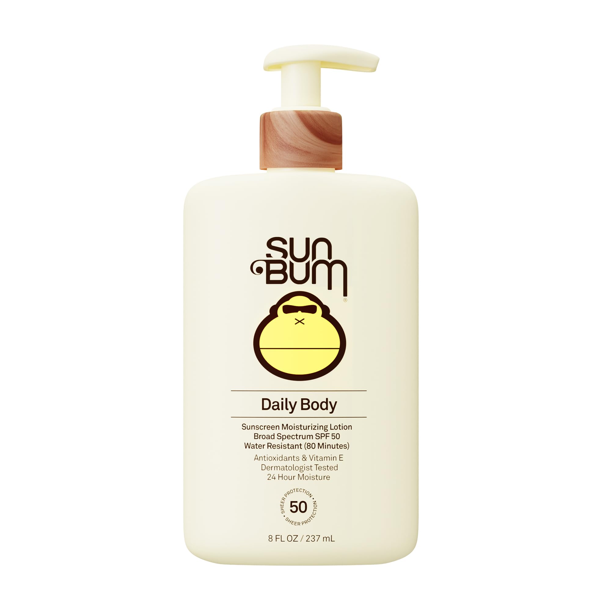 Sun Bum Daily SPF 50 Sunscreen Body Lotion - Broad Spectrum Moisturizing Sunscreen with Vitamin E - Vegan and Hawaii 104 Act Compliant (Without Octinoxate & Oxybenzone) - Dermatologist Tested - 8 oz