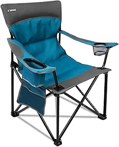 CAMPHILL 2 Pack Camping Chairs With Adjustable Umbrella-Folding Lawn Chair With American Flag Backrest-Heavy