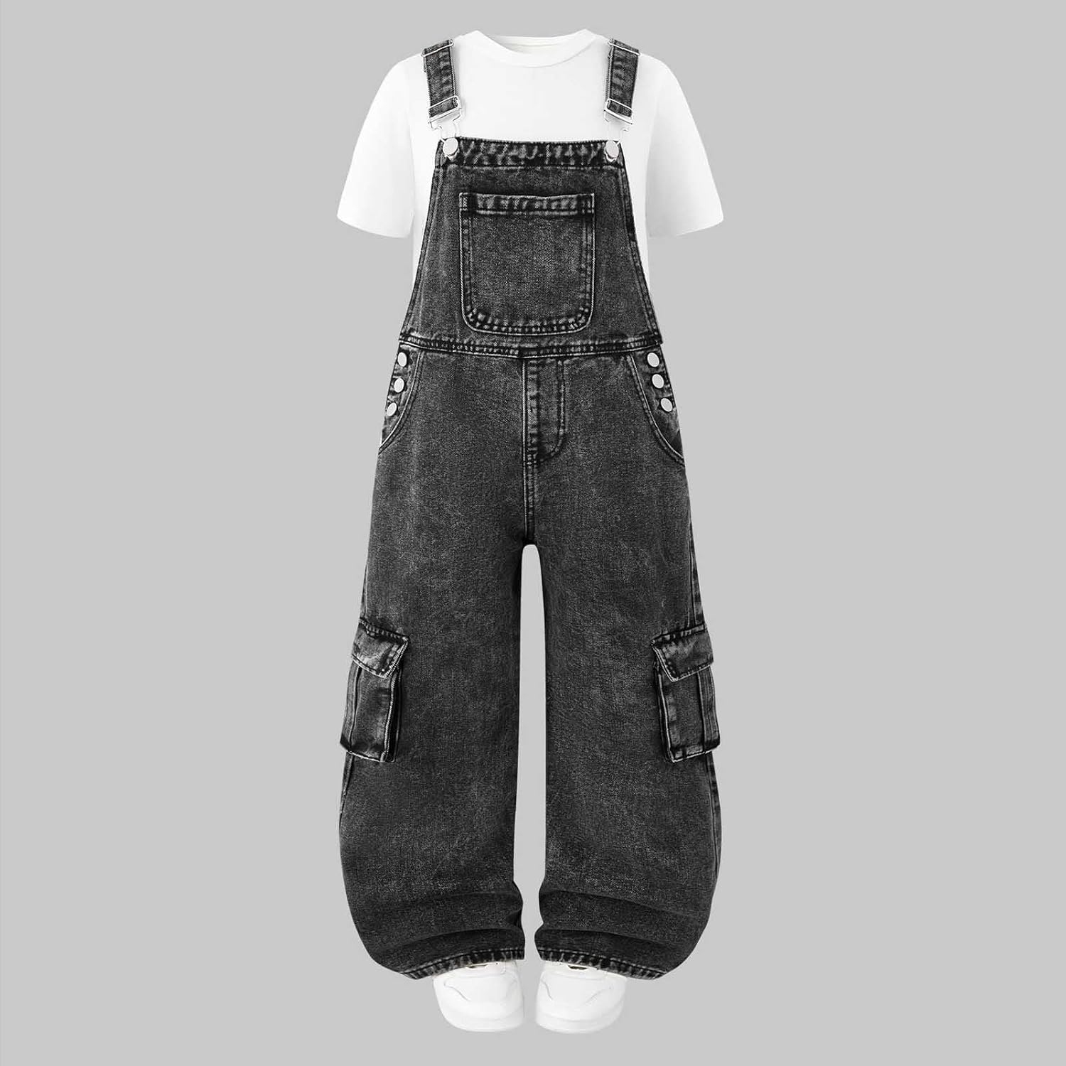 Girls Denim Overalls Kids Sleeveless Jumpsuits Rompers Adjustable Straps Dungarees Bib Overall Pants with Pockets