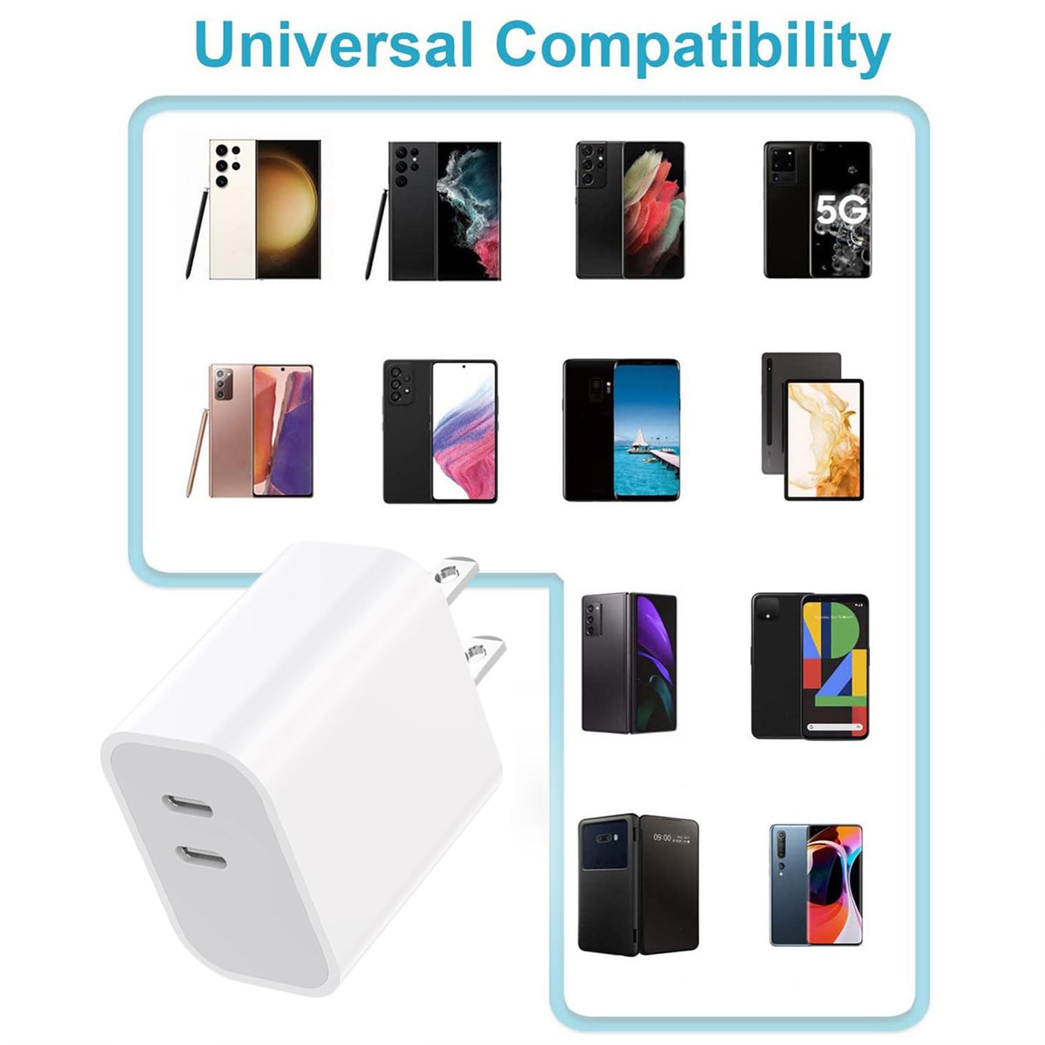 Cargador para iPhone 17, 16, 15, paquete de 3 puertos USB C, bloque de carga rápida