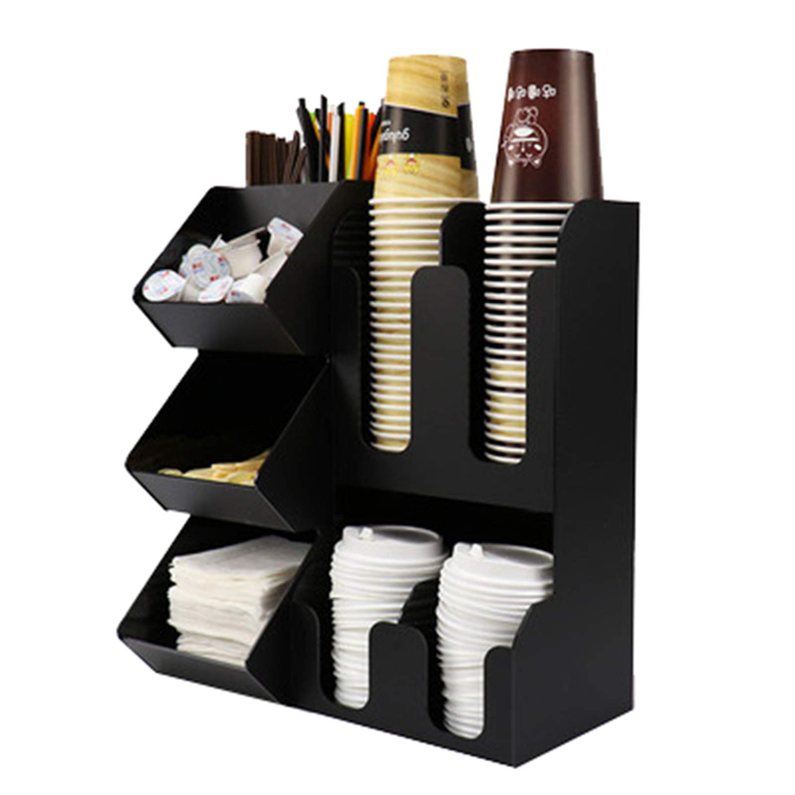 Porte-gobelet jetable et organisateur de couvercles à compartiments pour café et cafétéria