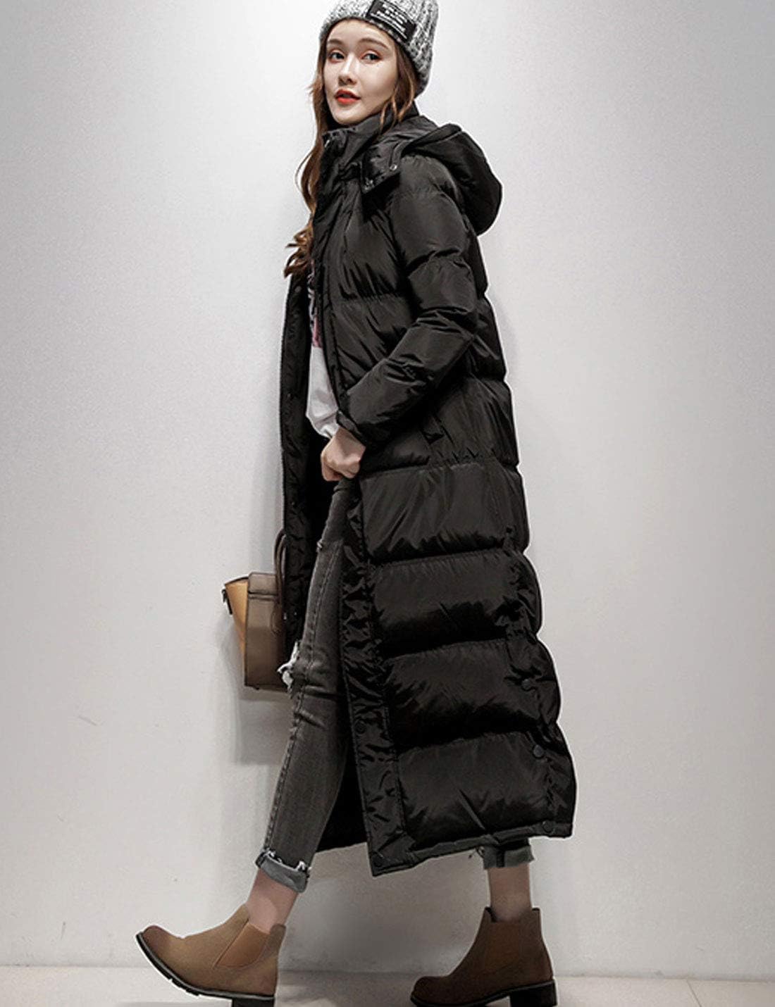 Flygo Women's Winter Maxi Removeble Hooded Long Down Jacket Parka Coat