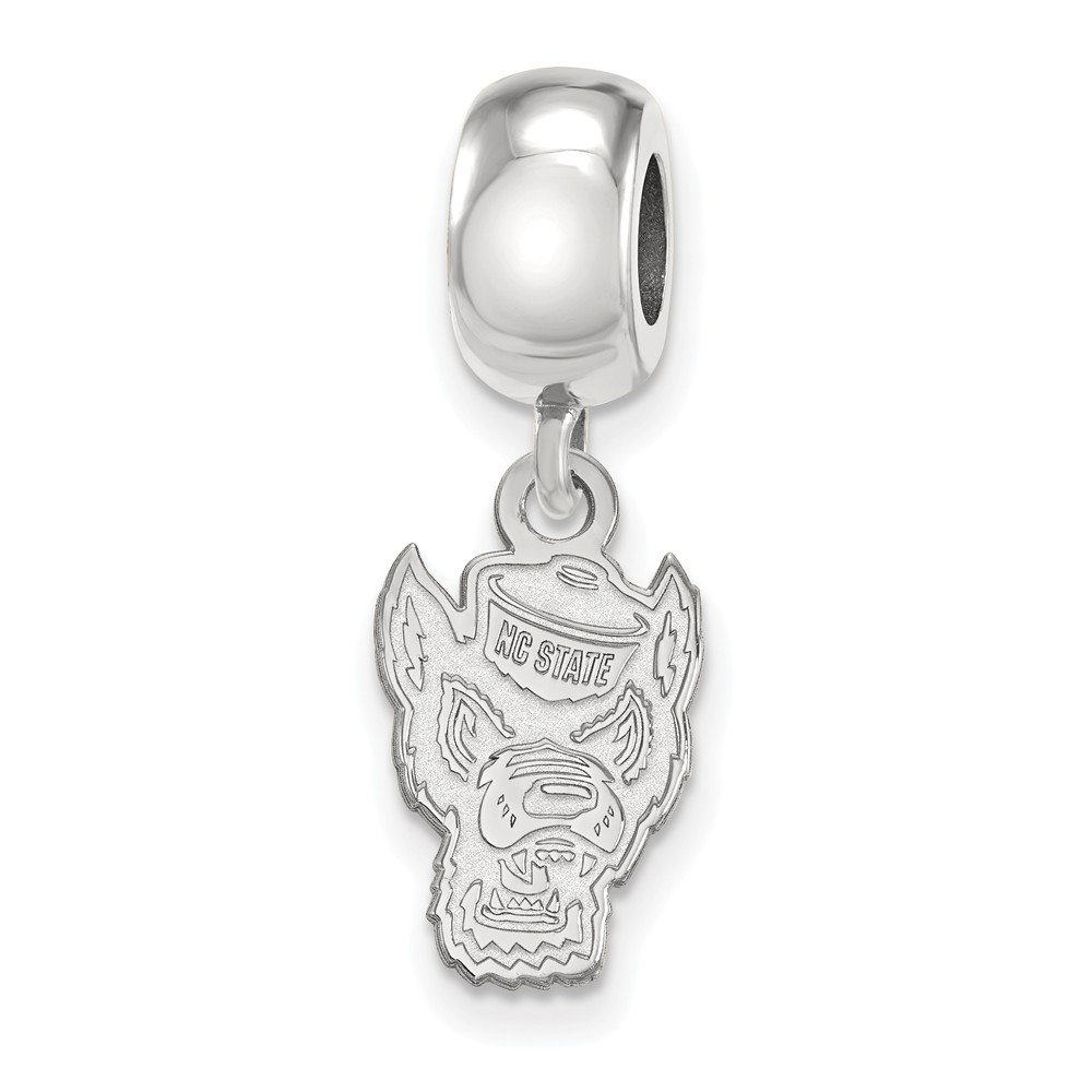 NC State Bead Charm Small (1/2 Inch) Dangle (Sterling Silver)