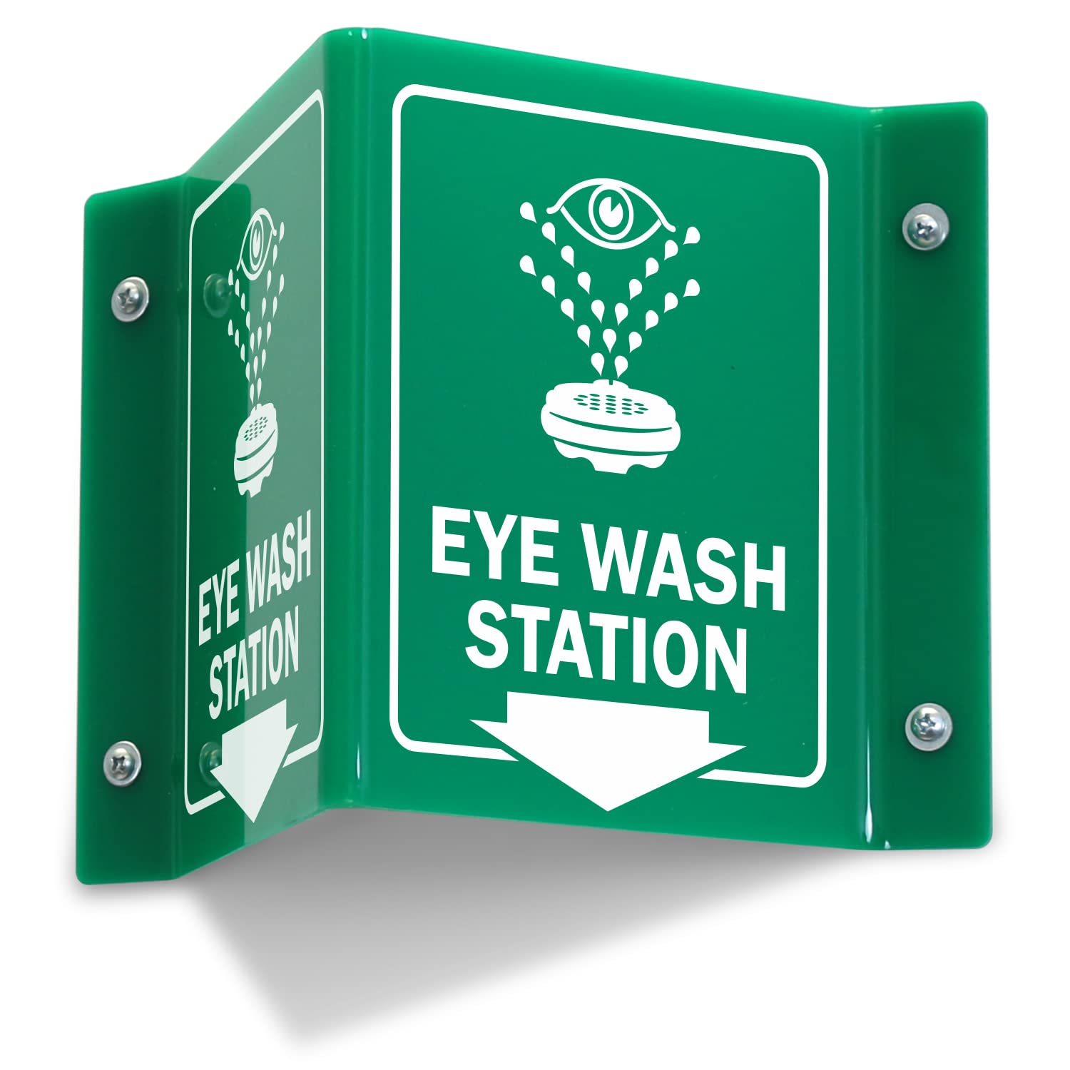 Projecting V-Sign : Eye Wash Station, PVC Water Proof Sticker Fixed on SunBoard