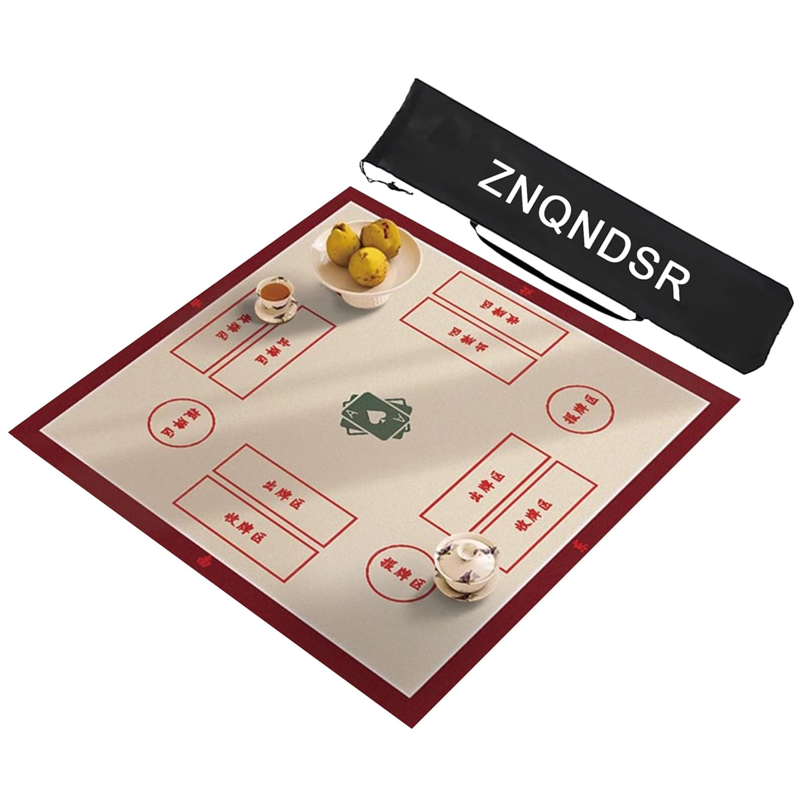 Mata Do Madżonga Ze Wskazówkami, Mata Na Stół Do Madżonga Z Torbą Do Przechowywania, Mata Antypoślizgowa Do Gier Karcianych. Gry Planszowe(Red,100cm/39in)
