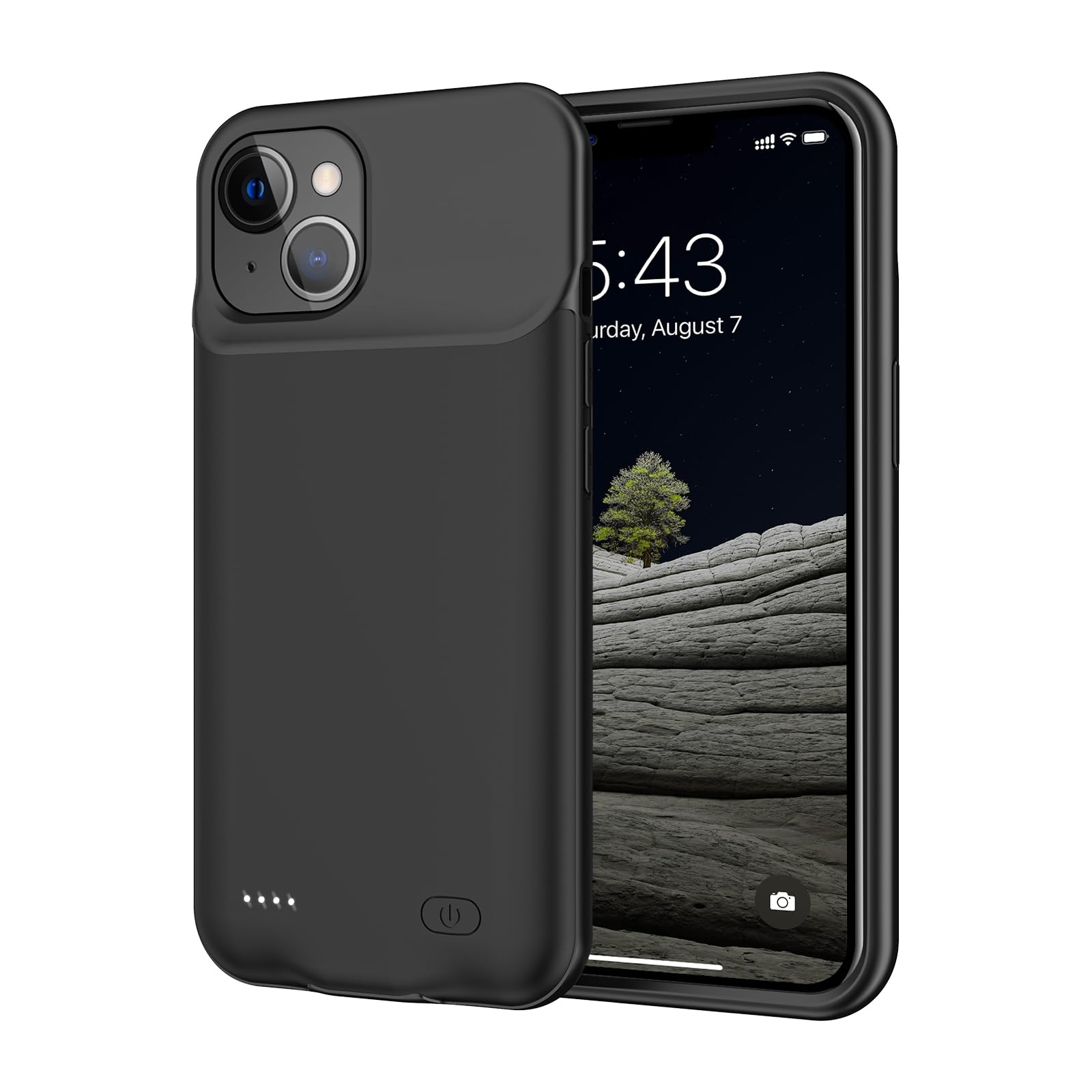 Coque de Batterie pour iPhone 15, 10000 mAh - Charge Portable Fine et Rechargeable 6,1" (Blanc)