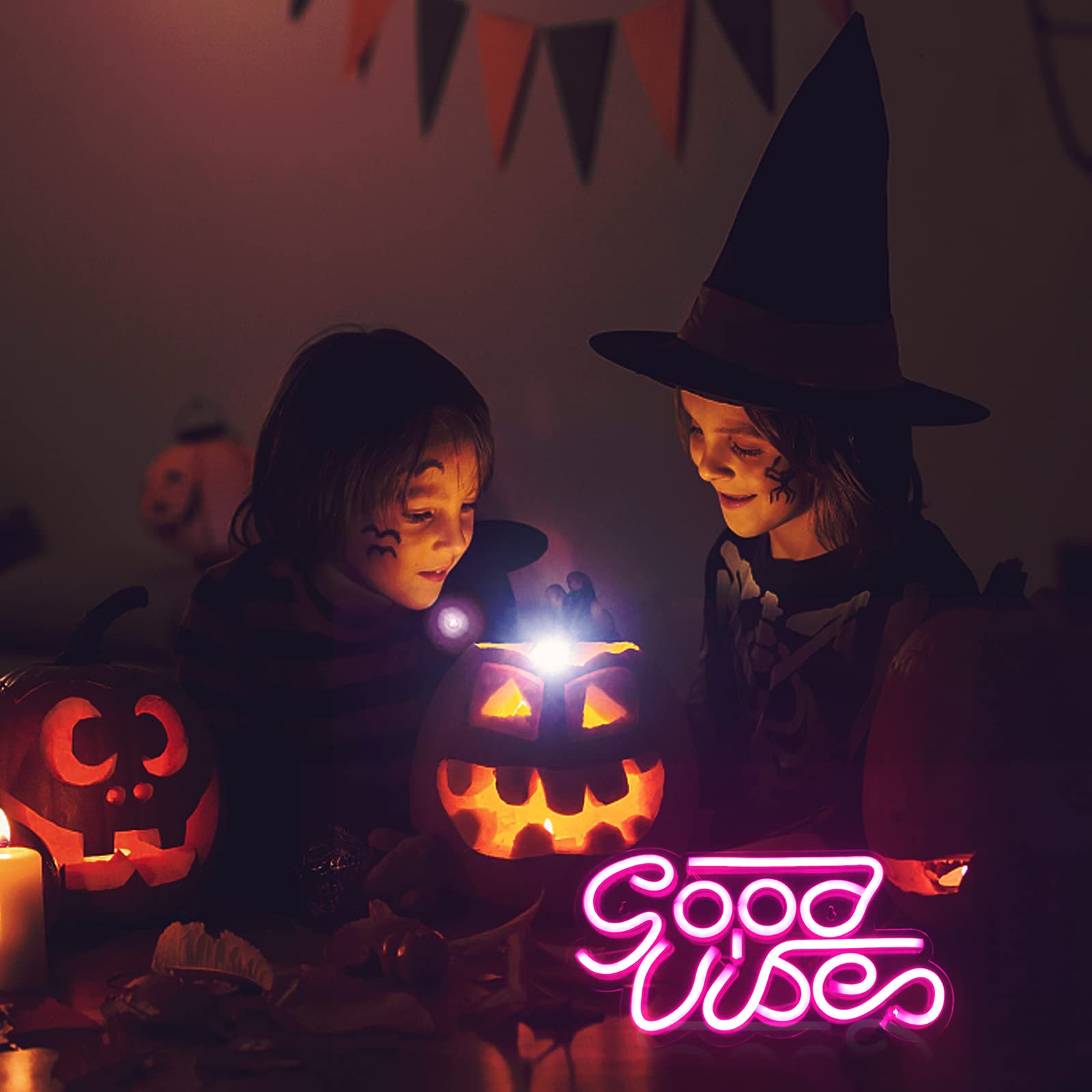 Good Vibes Neon Schild, Pink Led Schriftzug Light Good Vibesneon Lights Wall Decor, Leuchtreklame Neonschilder Leuchtschilder Nachtlicht Wandschild für Bar Club Garage Zuhause Schlafzimmer