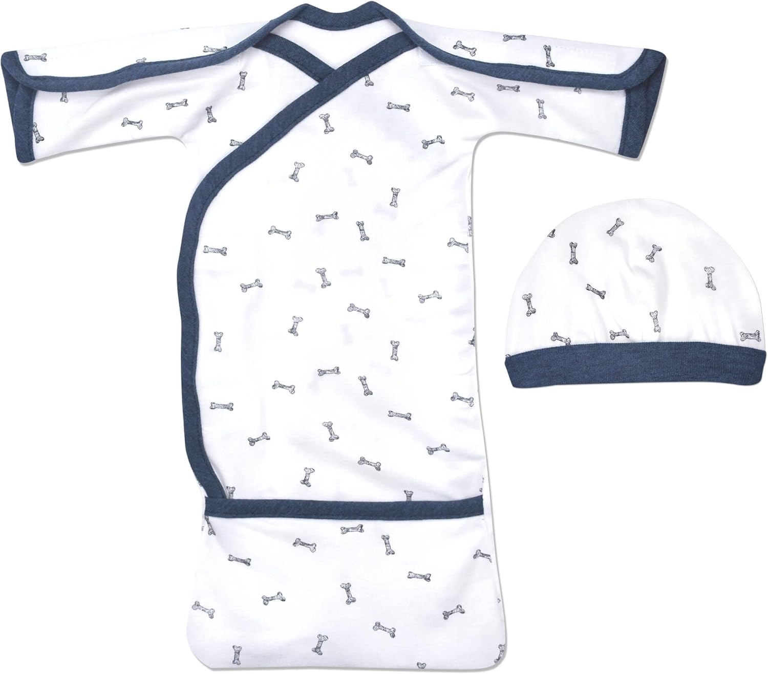 Open-Shoulder Cotton Stretch NICU Crossover Baggette Gown - Teeny (2-4lbs)