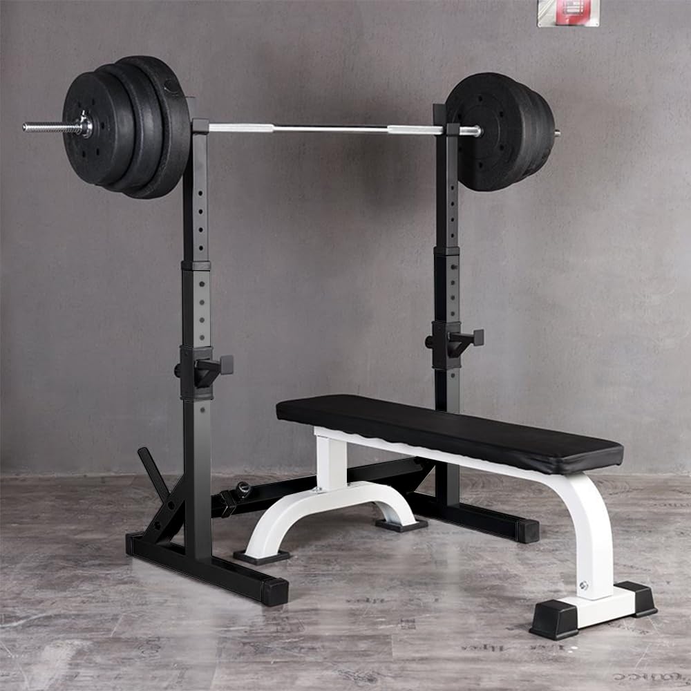 Rack Squat Réglable, Réglable en Hauteur (80-150 cm), Multifonction Haltère Rack, Repose Barre Musculation Support, Charge Max. 200 kg (Ne Pas inclure Barbell)