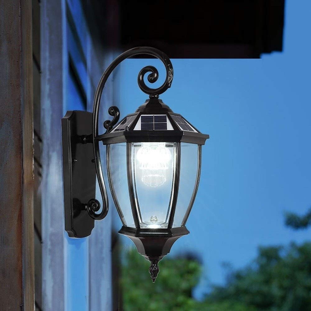 MOCHAMIK Kinkiety Kinkiety 50CM Zasilany energią słoneczną kinkiet ścienny Energooszczędna dekoracyjna latarnia Tradycyjna n Zewnętrzna wodoodporna Solarna ścienna LED Szkło Aluminiowa metalowa