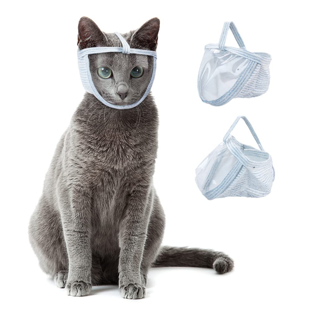 Cat Muzzle for Grooming, Breathable Cat Face Guard Cat Transparent Mouth  Cover Anti-bite Pet Muzzle to Prevent Biting for Bathing Grooming Nail
