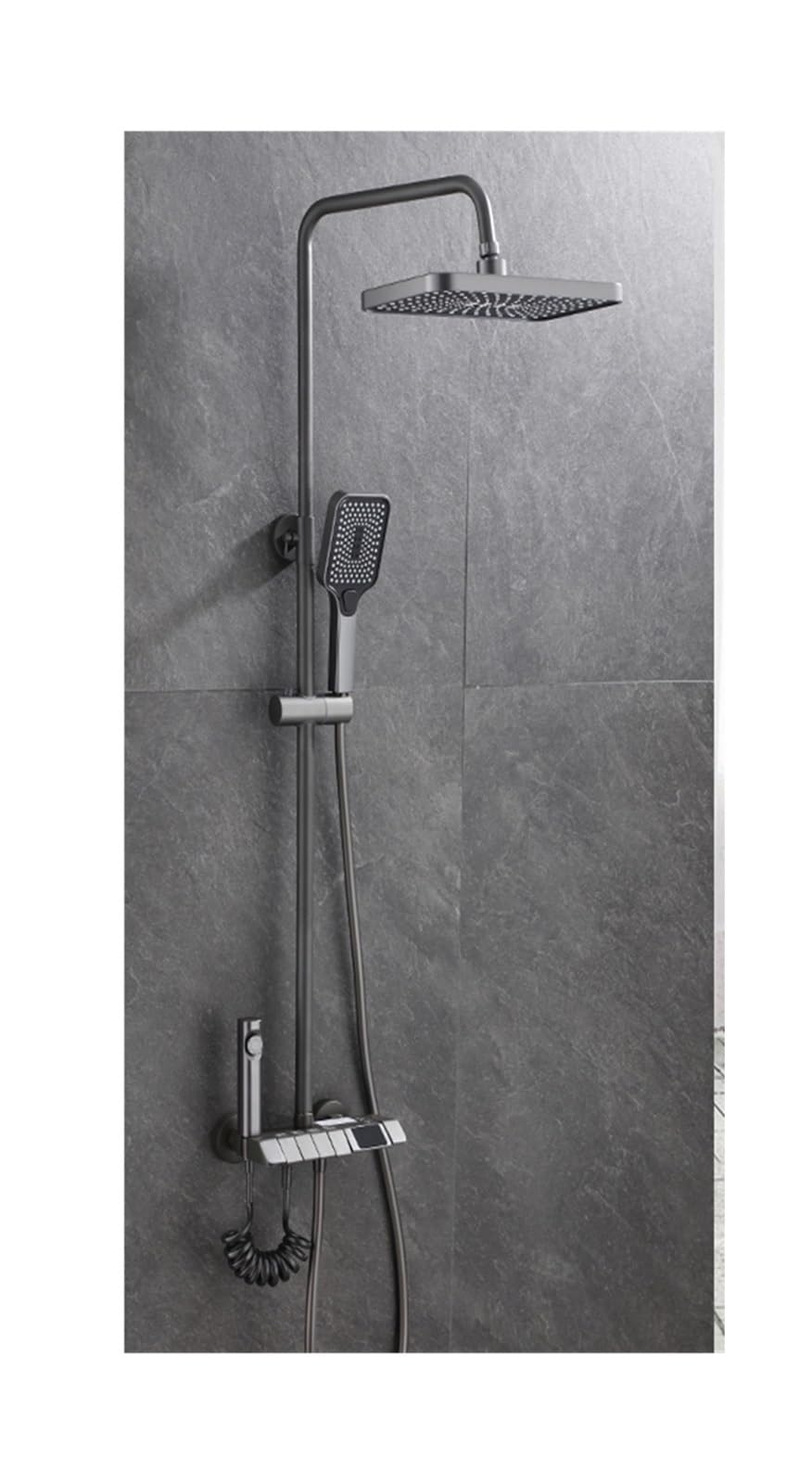Système de douche numérique à LED avec mitigeur chaud-froid et pommeau carré pour salle de bain