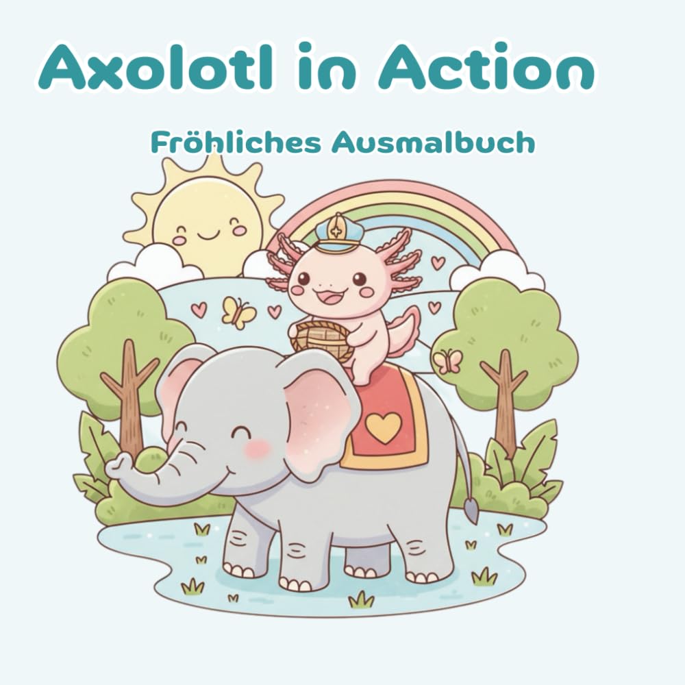 Axolotl in Action: Süße Axolotl beim Sport & in Freizeit-Abenteuern | Entspannende Cozy-Motive zum Ausmalen im Kawaii-Stil