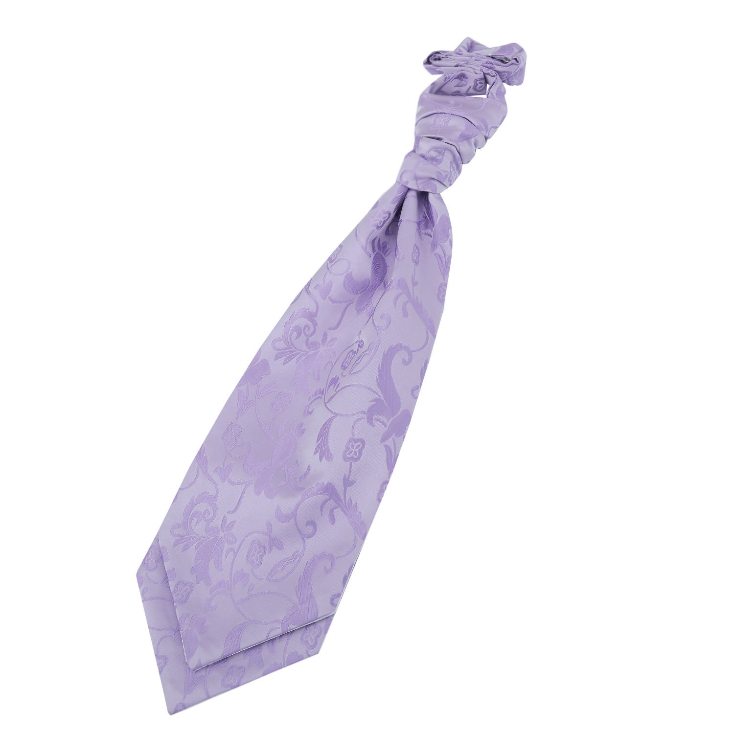Dqt Men's Lilac Floral Passion Jacquard Pre-Tied Scrunchie Cravat - Wedding, Business & Formal Wear