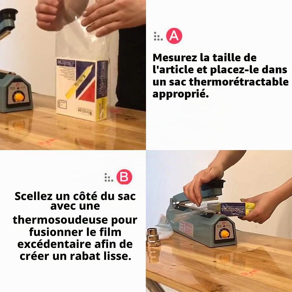 300 pcs Thermorétractable Sacs D'emballage, CNYMANY 9,9x16 12,7x19 13,2x24 cm Effacer Chaud Film rétractable De Chaleur pour Fait Maison Projet de Bricolage Emballage Savon Bougie Pot Bombe Cadeau