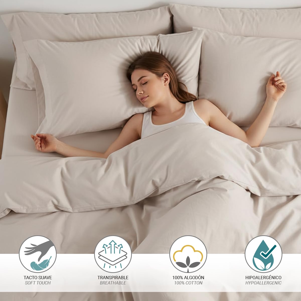 Federa per cuscino 45 x 70 cm Pack 2 100% cotone ipoallergenico