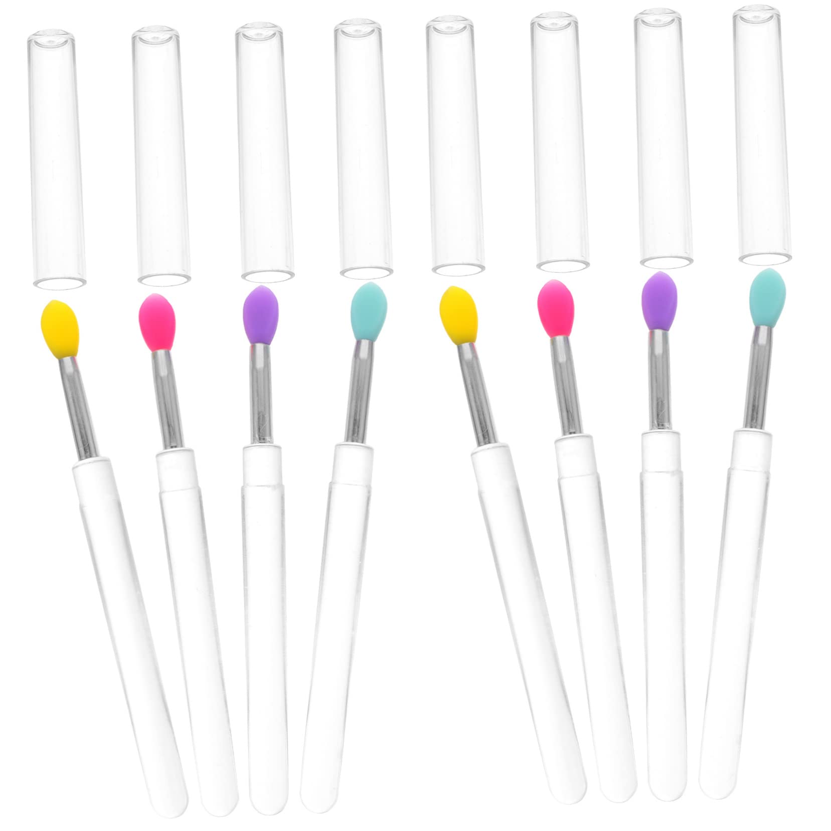 NULYLU Silicone Lip Brush Applicators 8pcs Set Makeup Tool Kit Portable Lipstick Brush for Women Present for Birthday Christmas