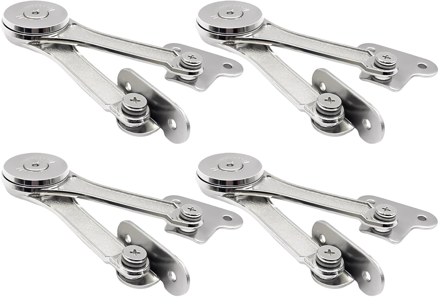 4 Pcs Lid Stay Hinge 09, Zinc Alloy Lid Support Hinge with Steel Arm, Adjustable Multi-Angle for Cabinet Doors, Silver, 6.3 X 4.7 X 0.8 in
