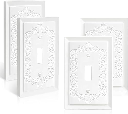 Petal Relief Design - Cubiertas decorativas de pared de estilo clásico, color blanco, modernas, para enchufe, cubierta para interruptor de luz de