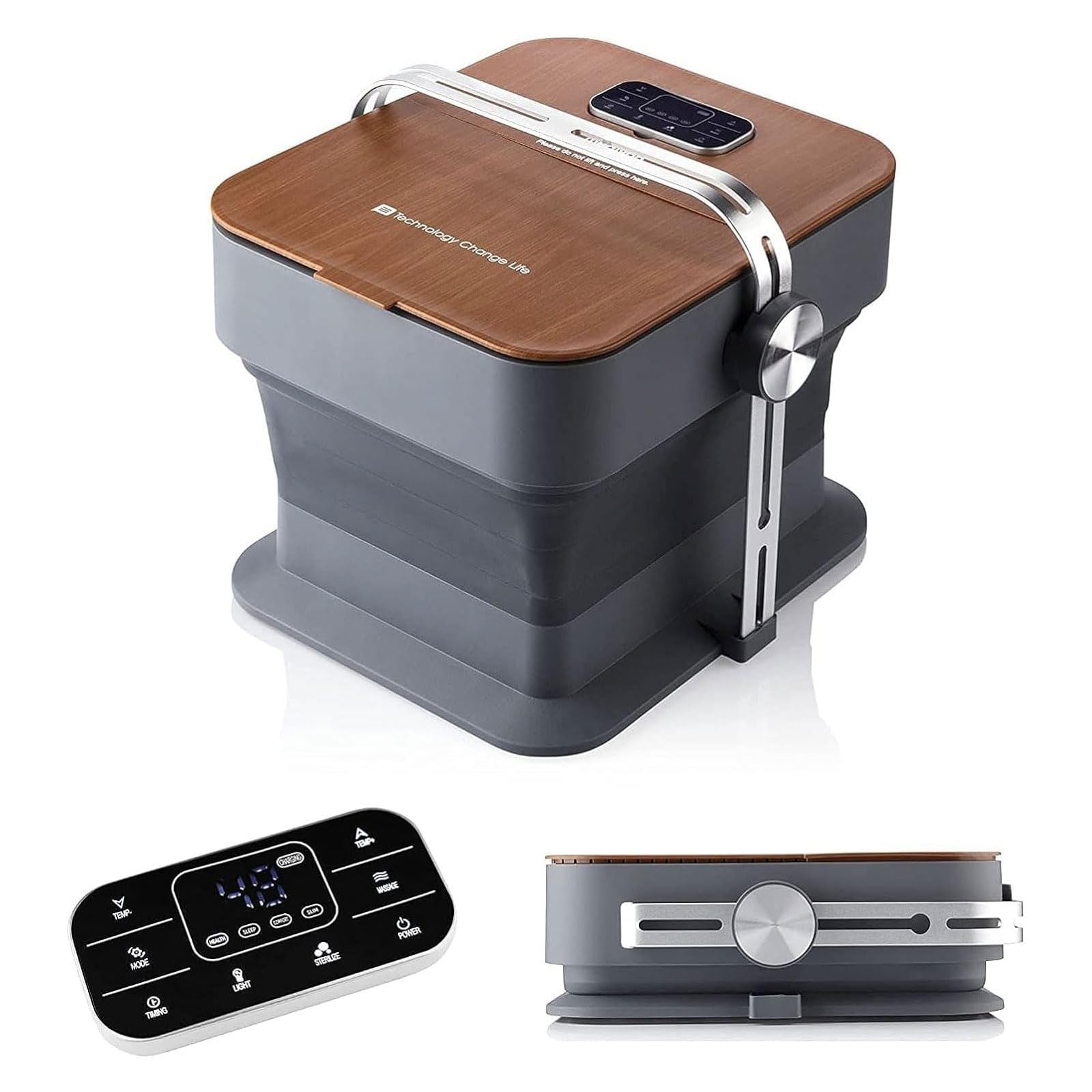Medivon Aqua Pro Wasser-Fußmassagegerät, Sprudelmassage, Ozonierungsfunktion, Infrarottherapie, Fußbad mit Rollenmassage, platzsparend faltbar - braun