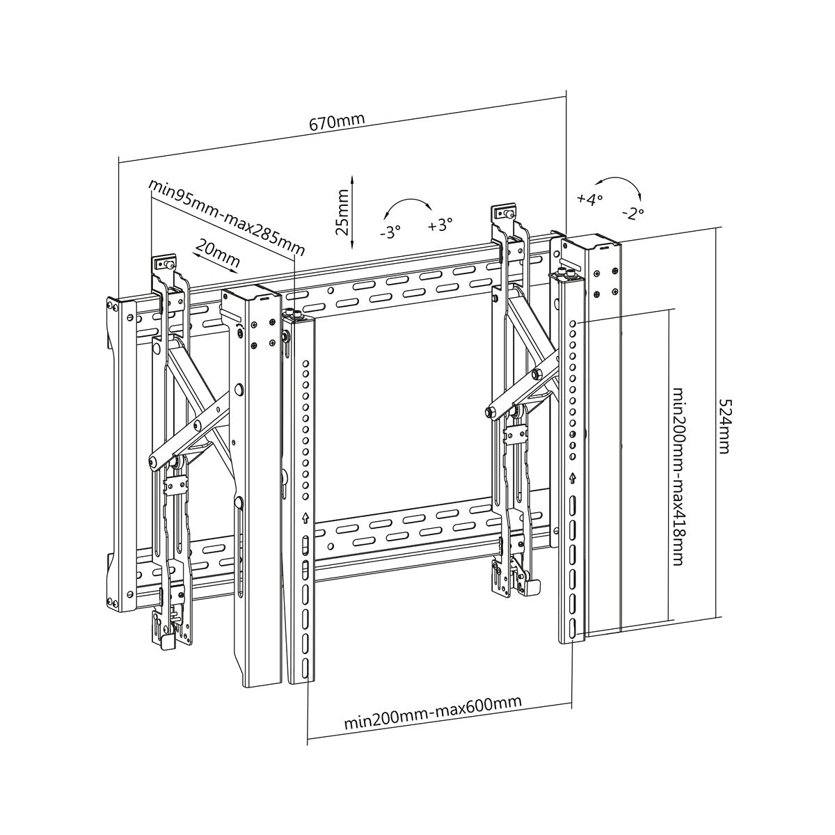 KIMEX - Soporte para TV - para Pantallas 45"-70" - Montaje en Pared - para aplicación Videowall - Función Push-Pull - 017-2164