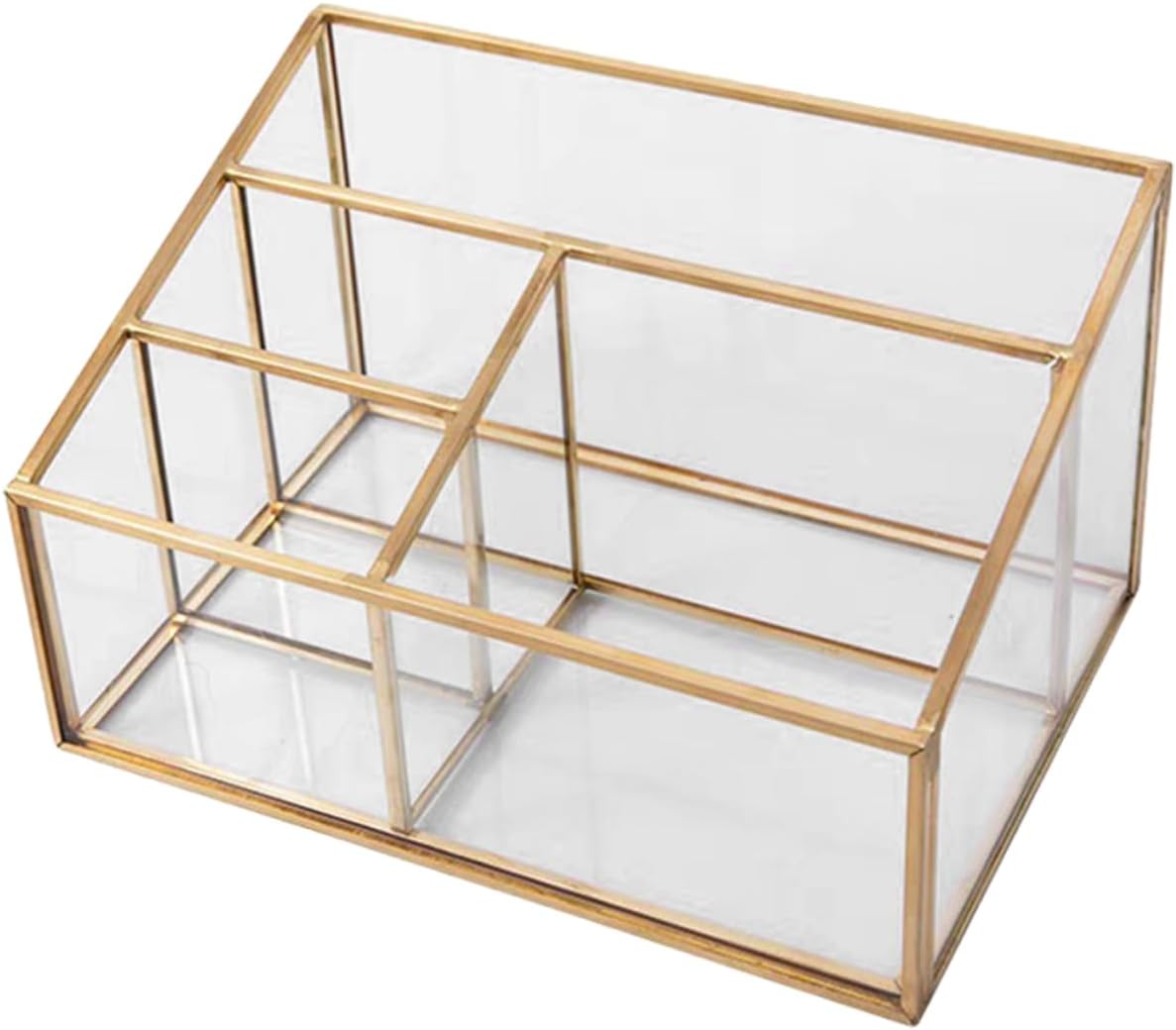 Cabilock Glass Lipstick Organizer with Frame Large Capacity Cosmetic Display Case Multipurpose Makeup Storage Box for Skincare Brushes and Sundries Desktop Vanity Organizer