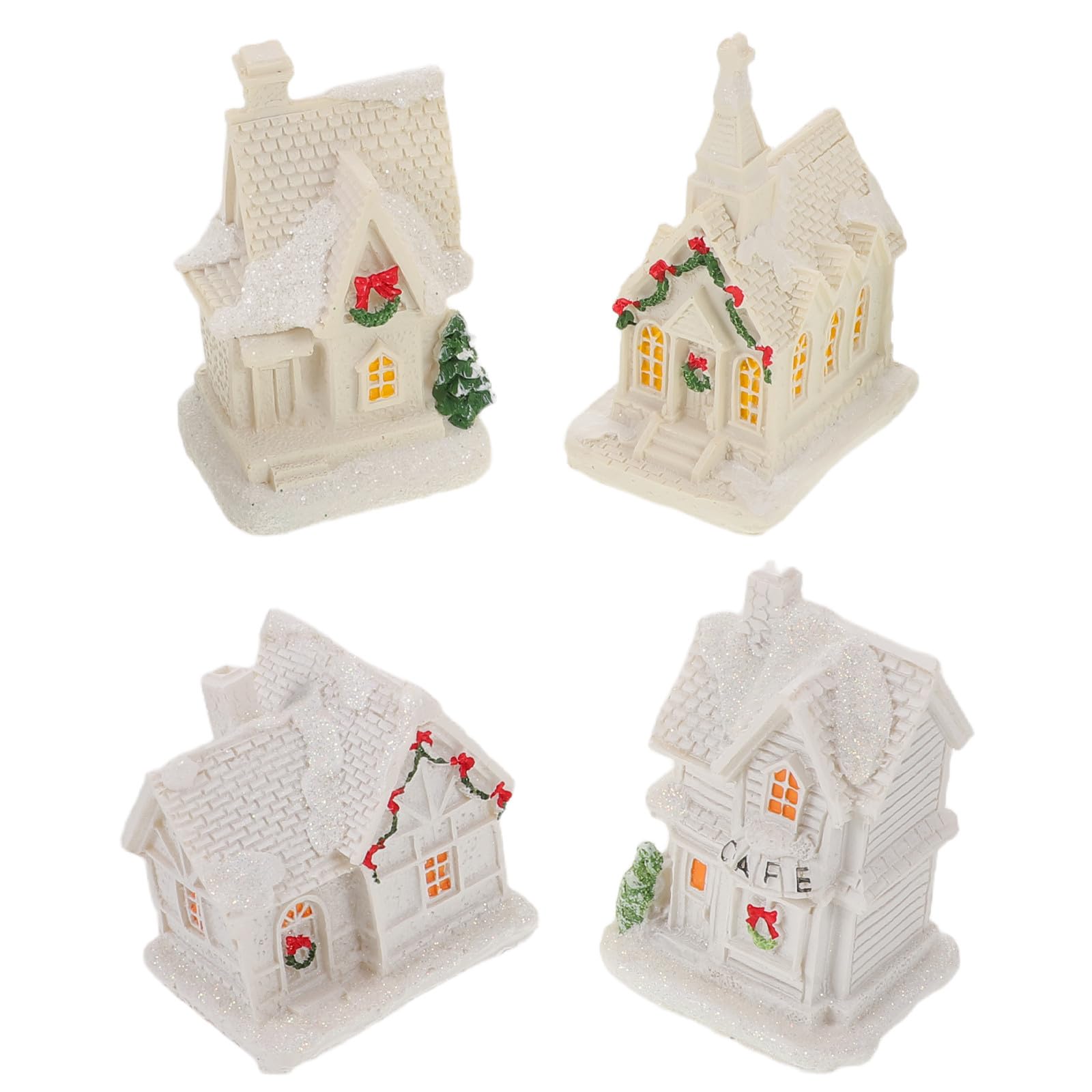 Toyvian 4 Piezas Decoración Navideña de Casas de Pueblo Iluminadas de