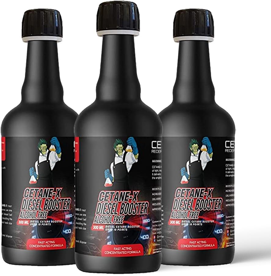 CETANE-X Cetane Booster for All Diesel Cars - Clean Fuel System, Reduce Emission & Black Smoke, Improve Fuel Economy and Pickup (300 ml, Pack of 3)