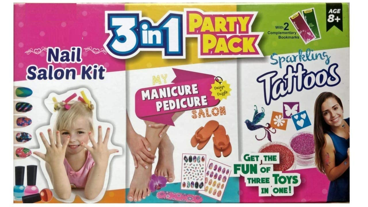 CLUBX Tatoo and Nail Trends Makeup Game for Girls Best Birthday Gift for Girls 3-in-1 Awesome Craft kit - Creative Toy and DIY Set for Kids - 5 Years and Above- Multi Color (3 in 1 party Pack) (B0BRG2ZCVN) Amazon Price History, Amazon Price Tracker