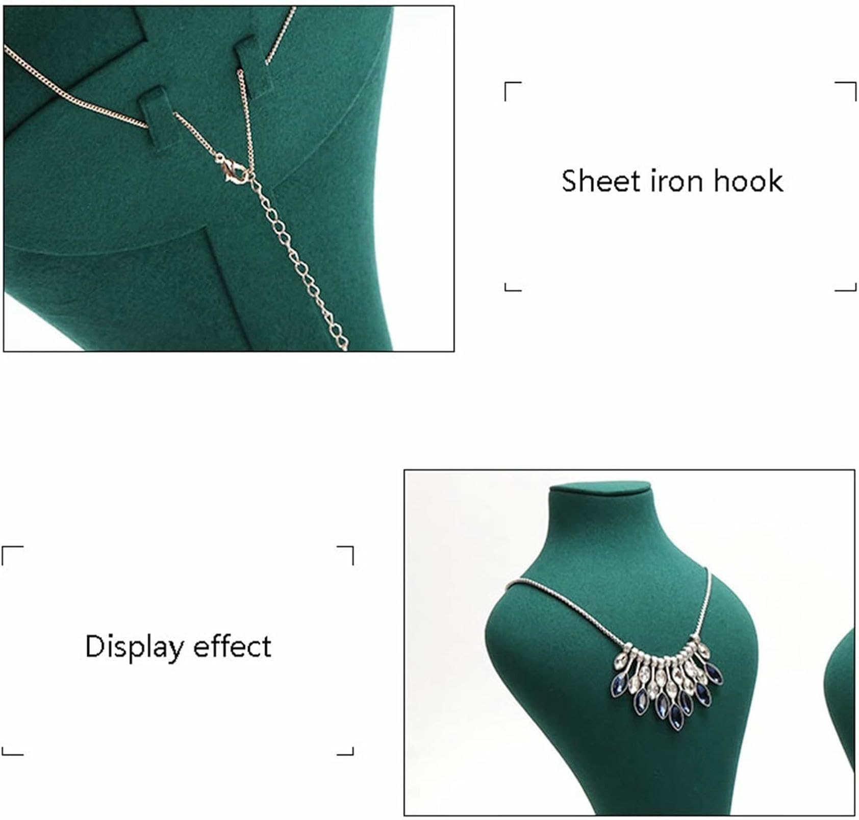 Expositor de Joyas de Terciopelo Blanco con Forma de Busto para Collares (30 cm), Soporte para Guardar y presentar Collares, Colgantes y Cadenas, Elegante Organizador de decoración (Gris, 30 cm)