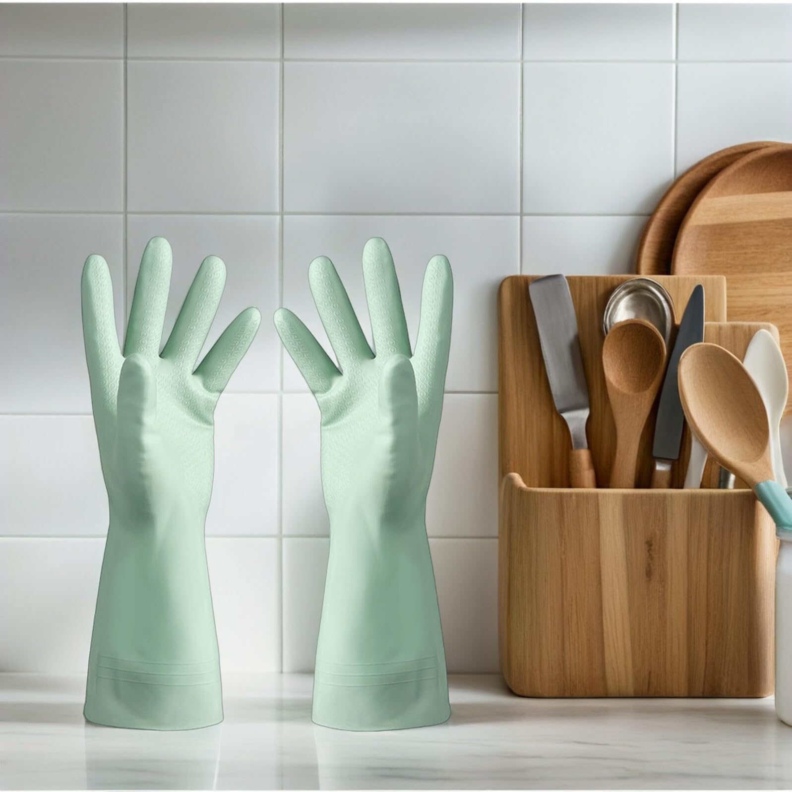 iplusmile 6paia Guanti per Cucinare Impermeabili Riutilizzabili in PVC Antiscivolo per Lavare i Piatti la Pulizia della Cucina Casa